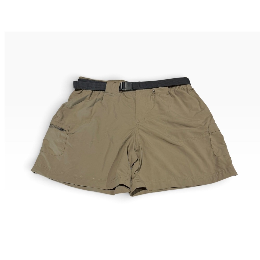 Columbia PFG Hiking Shorts Mens Medium Khaki Tan Nylon Belted Cargo AL4572 6L